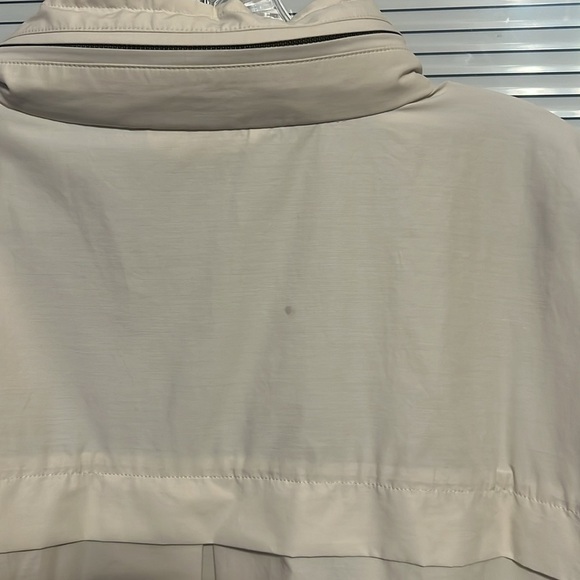 Eileen Fisher long zip & button up oversized raincoat rain jacket with hood bone - Picture 12 of 12